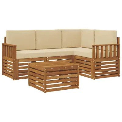 vidaXL Zunanja garnitura za sedenje z blazino 5 pcs Naravna in bež