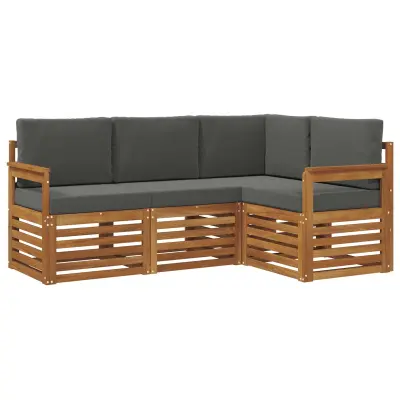 vidaXL Sedežne garniture z blazino 4 pcs Naravna in antracitna