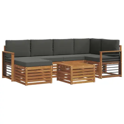 vidaXL Kotna sedežna garnitura z blazino 7 pcs Naravna in antracitna