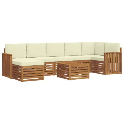 vidaXL Zunanja garnitura za sedenje z blazino 8 pcs Naravna in smetana