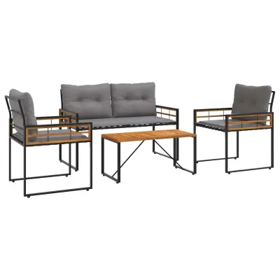 vidaXL Zunanji pohištveni set z blazino 4 pcs Svetlo siva