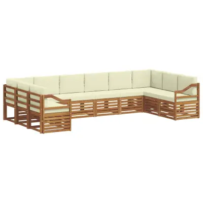 vidaXL Kotna sedežna garnitura z blazino 10 pcs Naravna in smetana