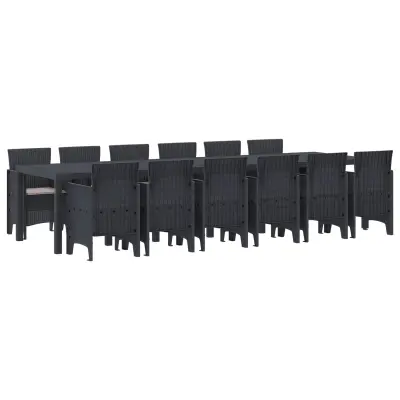 vidaXL Komplet za jedilnico v vrtu 13 pcs Antracit Polt rattan
