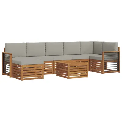 vidaXL Zunanja garnitura za sedenje 8 pcs Naravna in svetlo siva