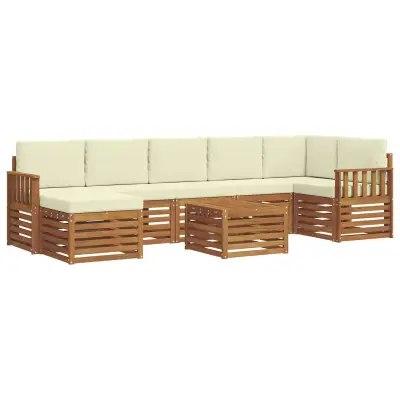 vidaXL Zunanja garnitura za sedenje z blazino 8 pcs Naravna in smetana