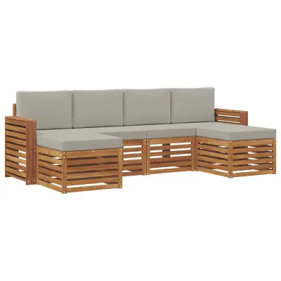 vidaXL Sedežne garniture z blazino 6 pcs Naravna in svetlo siva
