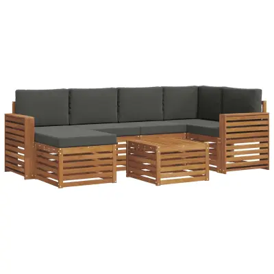 vidaXL Kotna sedežna garnitura z blazino 7 pcs Naravna in antracitna