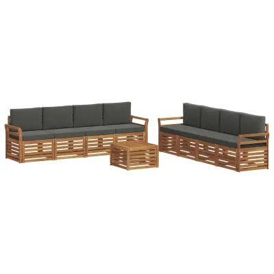 vidaXL Sedežne garniture z blazino 9 pcs Naravna in antracitna