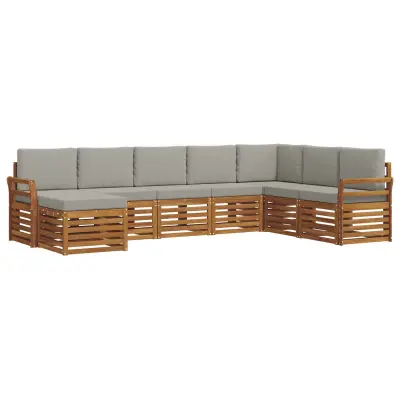 vidaXL Zunanja garnitura za sedenje 8 pcs Naravna in svetlo siva