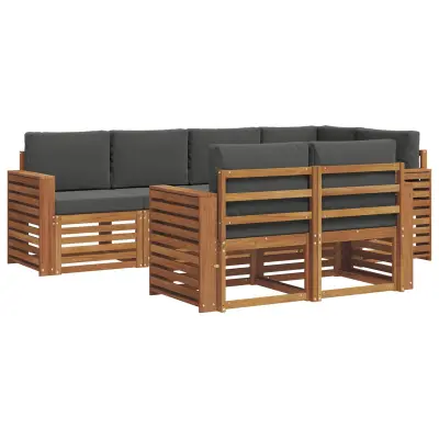 vidaXL Kotna sedežna garnitura z blazino 7 pcs Naravna in antracitna