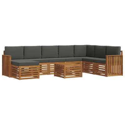 vidaXL Zunanja garnitura za sedenje 9 pcs Naravna in antracitna