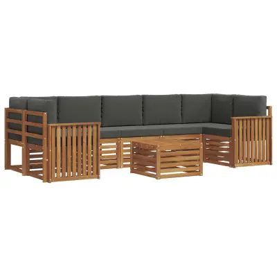 vidaXL Zunanja garnitura za sedenje 8 pcs Naravna in antracitna