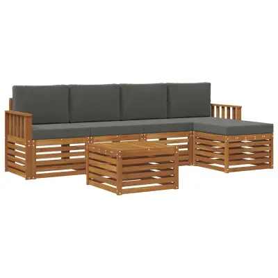 vidaXL Zunanja garnitura za sedenje 6 pcs Naravna in antracitna