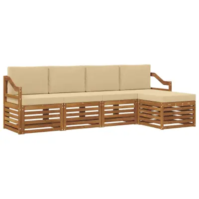 vidaXL Zunanja garnitura za sedenje z blazino 5 pcs Naravna in bež