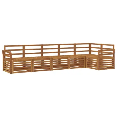 vidaXL Kotna sedežna garnitura 6 pcs Naravna Masiven les akacije