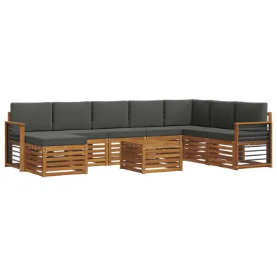 vidaXL Zunanja garnitura za sedenje 9 pcs Naravna in antracitna