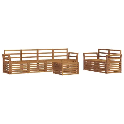 vidaXL Zunanja garnitura za sedenje 7 pcs Naravna Masiven les akacije