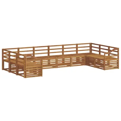 vidaXL Kotna sedežna garnitura 10 pcs Naravna