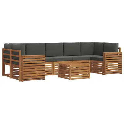 vidaXL Zunanja garnitura za sedenje 8 pcs Naravna in antracitna
