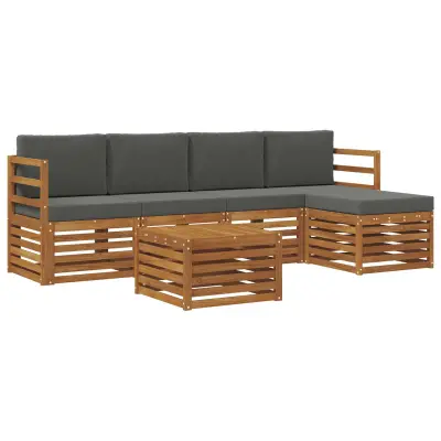 vidaXL Zunanja garnitura za sedenje 6 pcs Naravna in antracitna