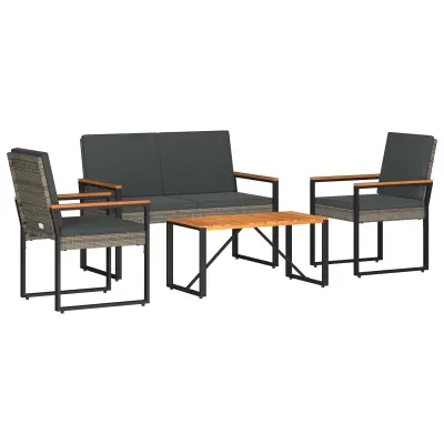 vidaXL Zunanji pohištveni set 4 pcs Siva in temno siva poli ratan