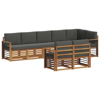 vidaXL Sedežne garniture z blazino 8 pcs Naravna in antracitna