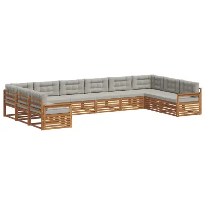 vidaXL Sedežne garniture z blazino 8 pcs Naravna in svetlo siva