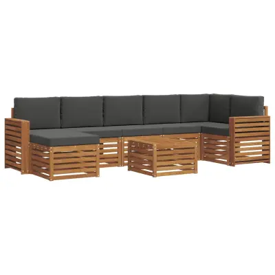 vidaXL Zunanja garnitura za sedenje 8 pcs Naravna in antracitna
