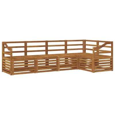 vidaXL Kotna sedežna garnitura 5 pcs Naravna Masiven les akacije