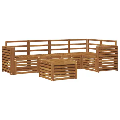 vidaXL Kotna sedežna garnitura 6 pcs Naravna Masiven les akacije