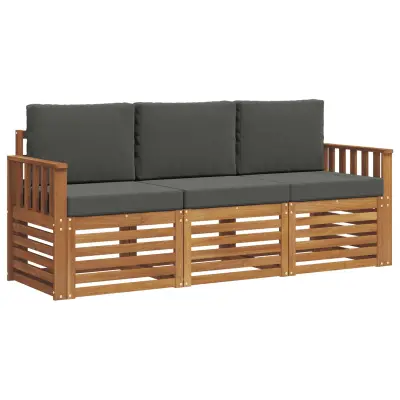 vidaXL Sedežne garniture z blazino 3 pcs Naravna in antracitna