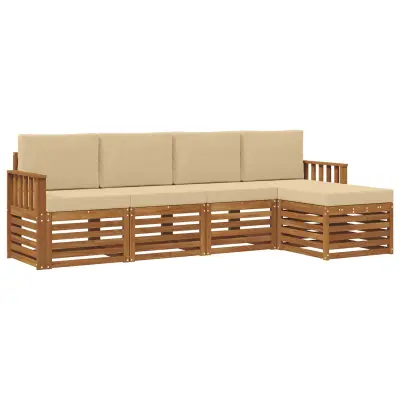 vidaXL Zunanja garnitura za sedenje z blazino 5 pcs Naravna in bež