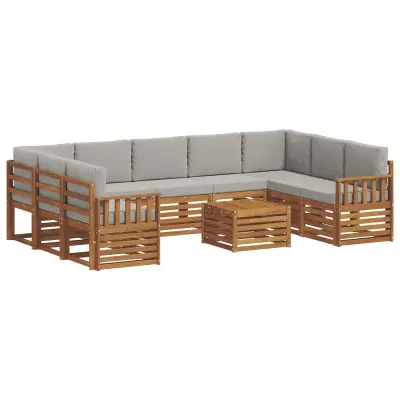 vidaXL Sedežne garniture z blazino 10 pcs Naravna in svetlo siva