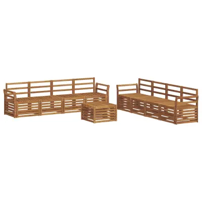 vidaXL Sedežne garniture 9 pcs Naravna Masiven les akacije