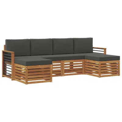 vidaXL Sedežne garniture z blazino 6 pcs Naravna in antracitna