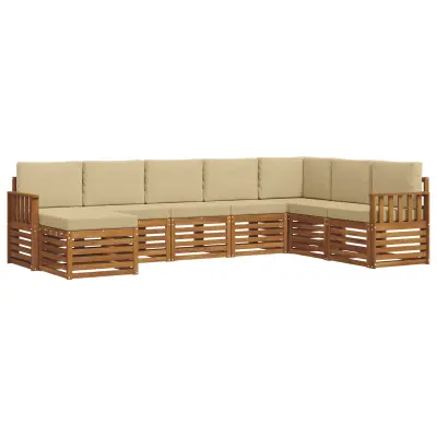 vidaXL Zunanja garnitura za sedenje z blazino 8 pcs Naravna in bež
