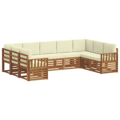 vidaXL Kotna sedežna garnitura z blazino 9 pcs Naravna in smetana