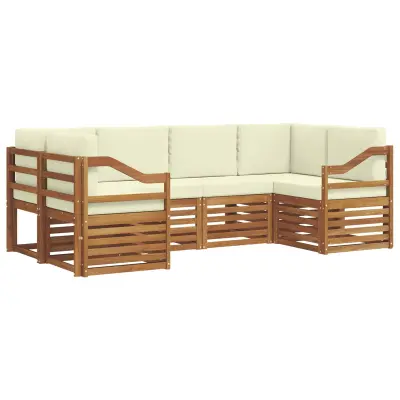 vidaXL Kotna sedežna garnitura z blazino 6 pcs Naravna in smetana