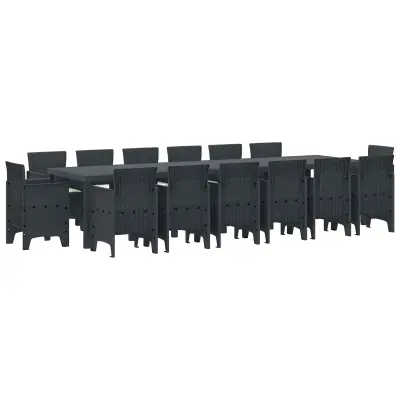 vidaXL Komplet za jedilnico v vrtu 15 pcs Antracit Polt rattan