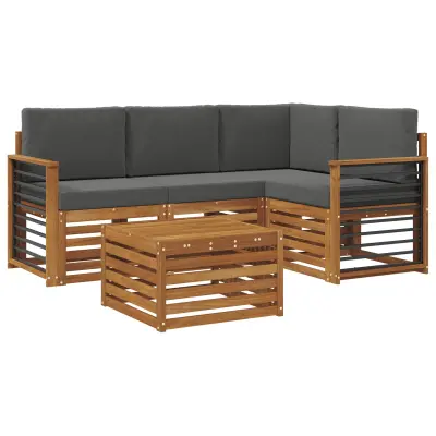 vidaXL Zunanja garnitura za sedenje 5 pcs Naravna in antracitna