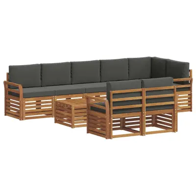 vidaXL Sedežne garniture z blazino 9 pcs Naravna in antracitna