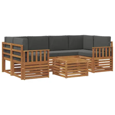 vidaXL Zunanja garnitura za sedenje 7 pcs Naravna in antracitna