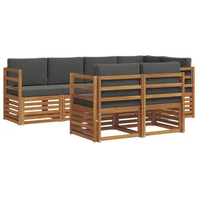 vidaXL Kotna sedežna garnitura z blazino 7 pcs Naravna in antracitna