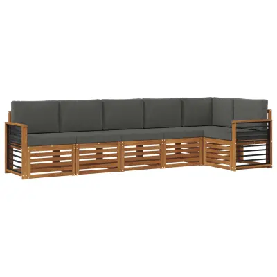 vidaXL Kotna sedežna garnitura z blazino 6 pcs Naravna in antracitna