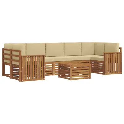 vidaXL Zunanja garnitura za sedenje z blazino 8 pcs Naravna in bež
