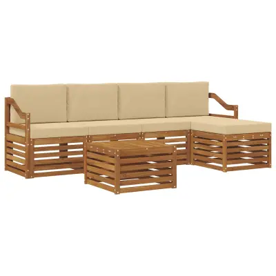 vidaXL Zunanja garnitura za sedenje z blazino 6 pcs Naravna in bež