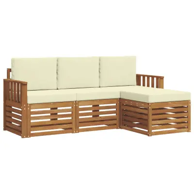 vidaXL Zunanja garnitura za sedenje z blazino 4 pcs Naravna in smetana