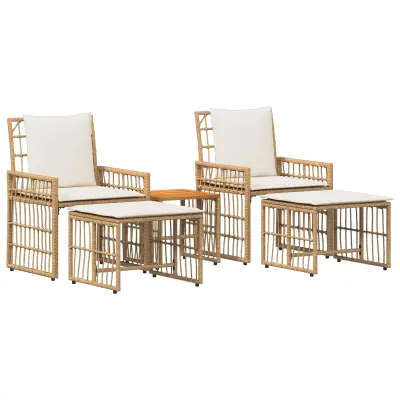 vidaXL Zunanji pohištveni set 5 pcs Naravna in krem bela