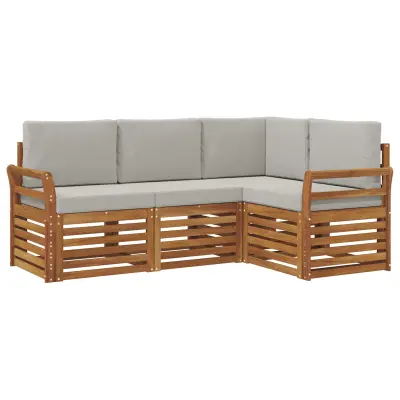 vidaXL Sedežne garniture z blazino 4 pcs Naravna in svetlo siva