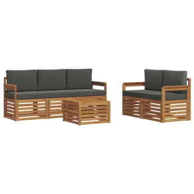 vidaXL Sedežne garniture z blazino 6 pcs Naravna in antracitna